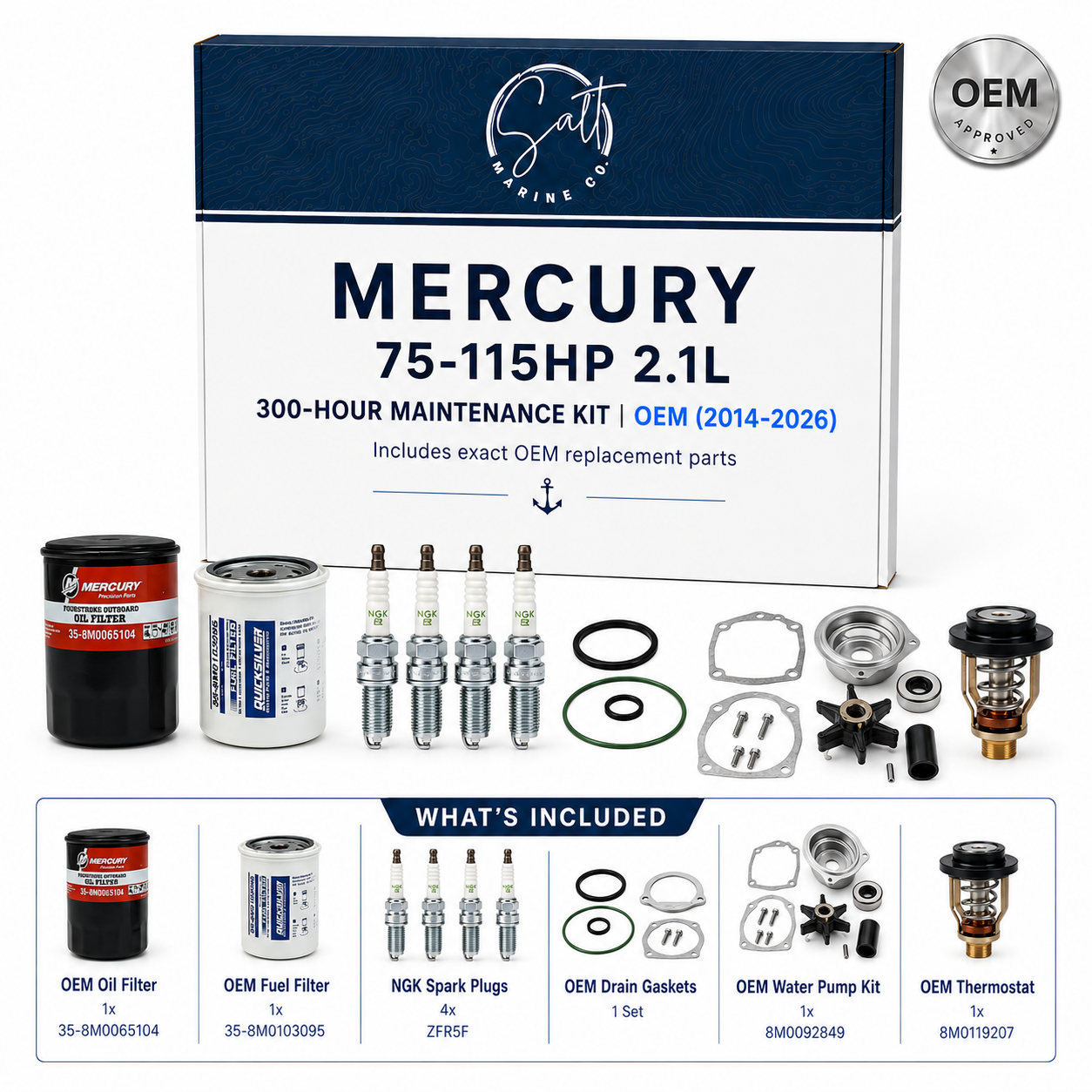 Mercury 75-115HP 2.1L 300-Hour Maintenance Kit | OEM (2014-2026)