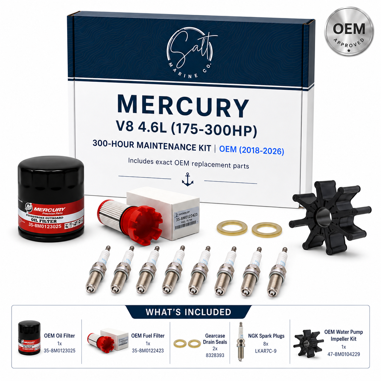 Mercury V8 4.6L (175-300HP) 300-Hour Maintenance Kit | OEM (2018-2026)