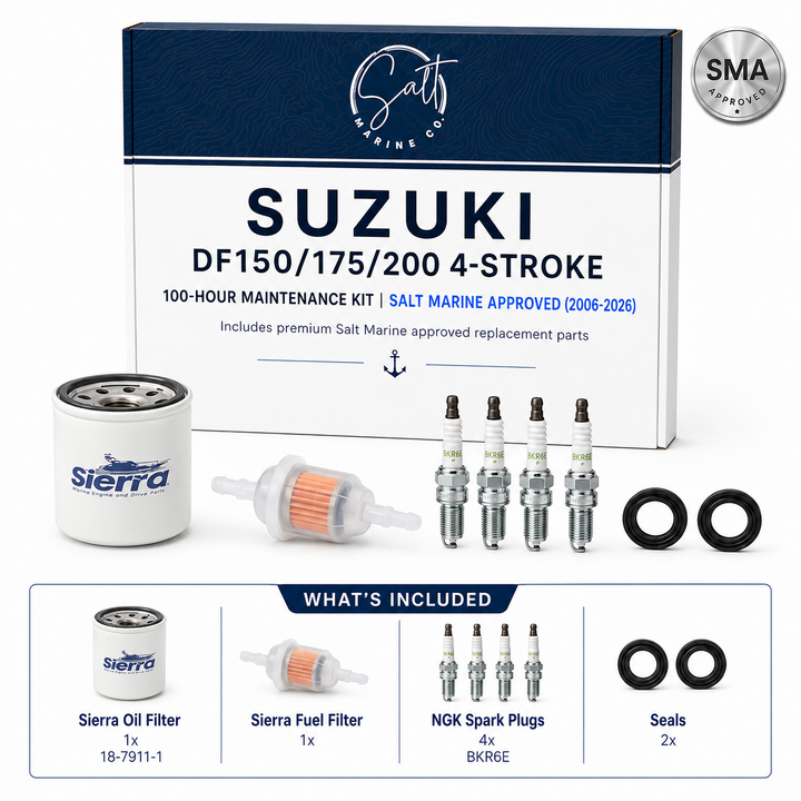 Suzuki DF150/175/200 4-Stroke 100-Hour Maintenance Kit | Salt Marine Approved (2006-2026)