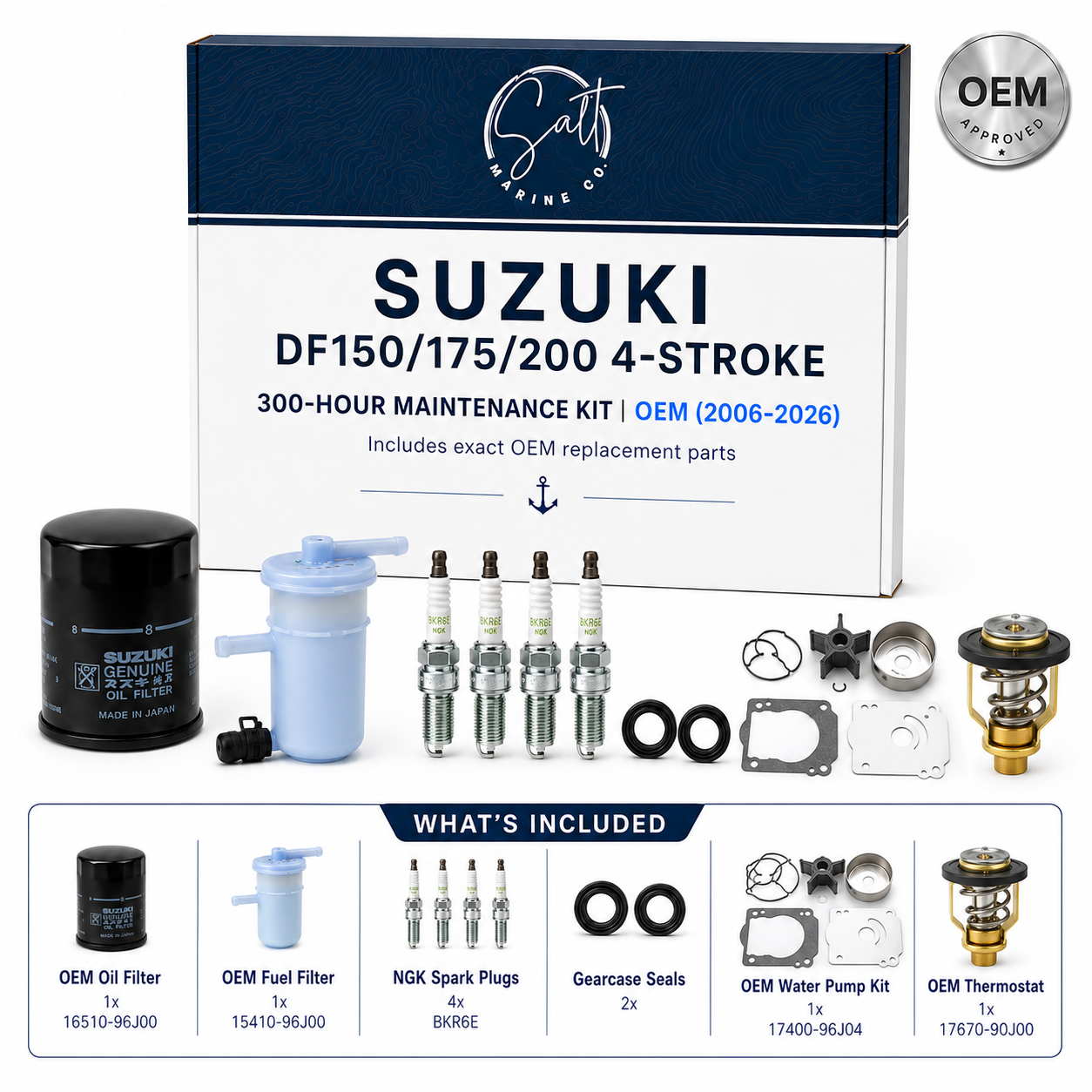 Suzuki DF150/175/200 4-Stroke 300-Hour Maintenance Kit | OEM (2006-2026)