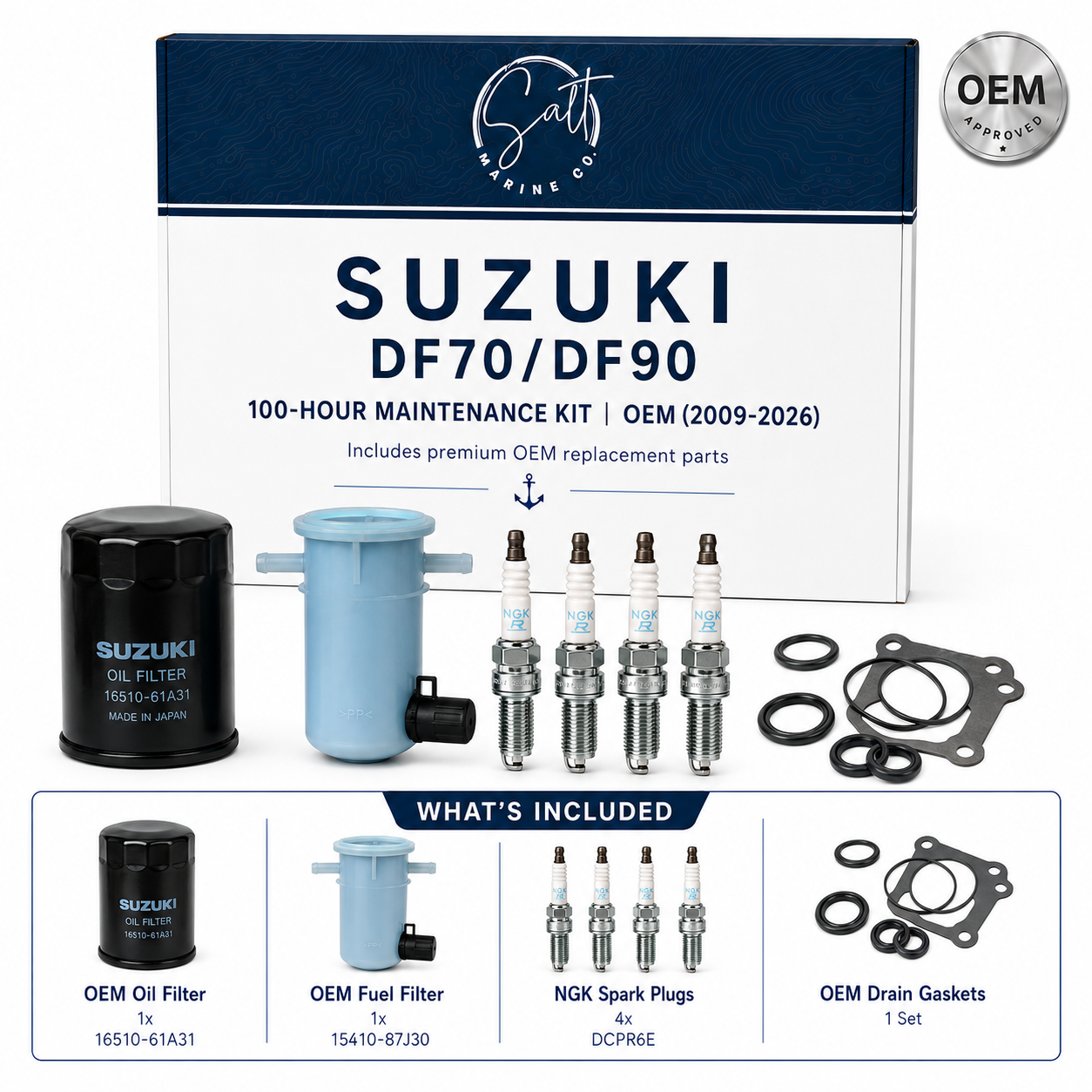 Suzuki DF70/DF90 100-Hour Maintenance Kit | OEM (2009-2026)
