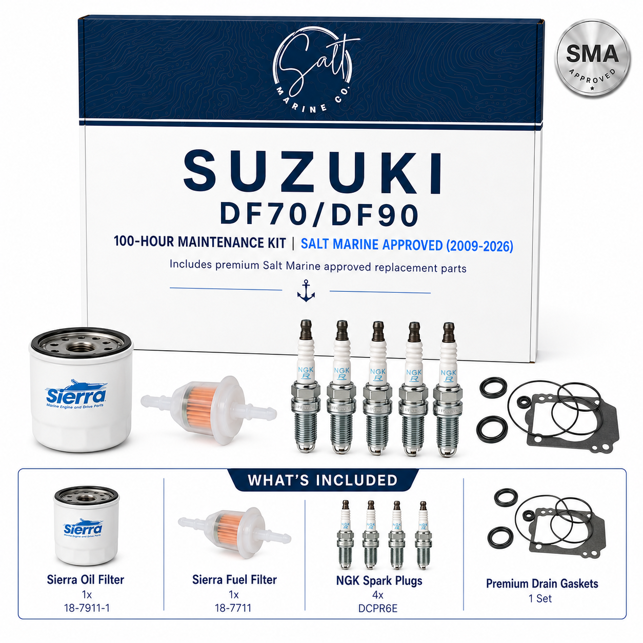 Suzuki DF70/DF90 100-Hour Maintenance Kit | Salt Marine Approved (2009-2026)