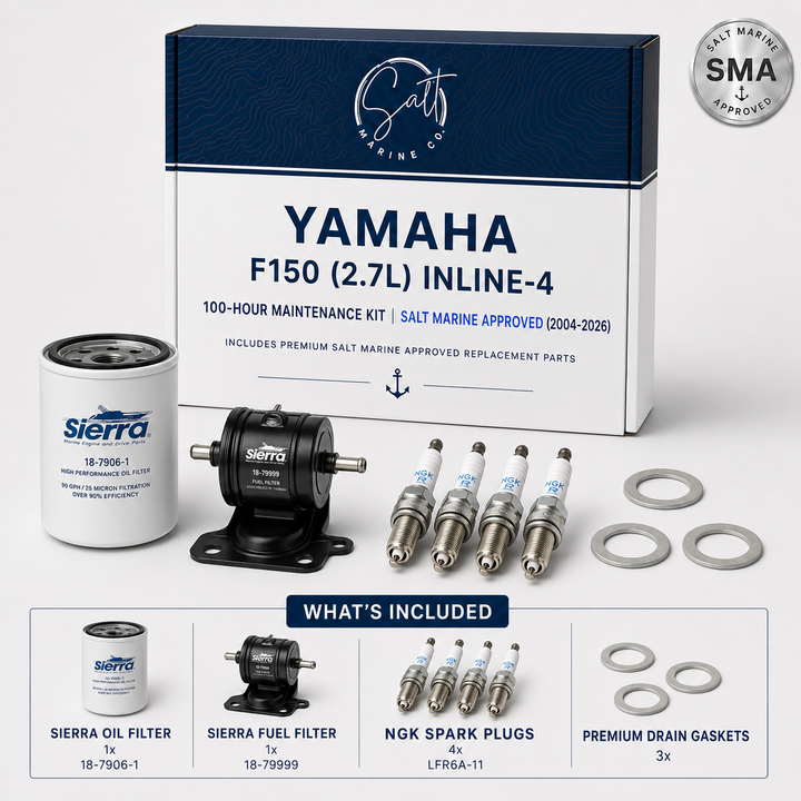 Yamaha F150 (2.7L) Inline-4 100-Hour Maintenance Kit | Salt Marine Approved (2004-2026)