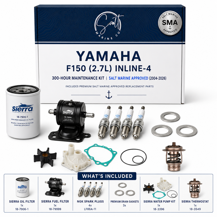Yamaha F150 (2.7L) Inline-4 300-Hour Maintenance Kit | Salt Marine Approved (2004-2026)