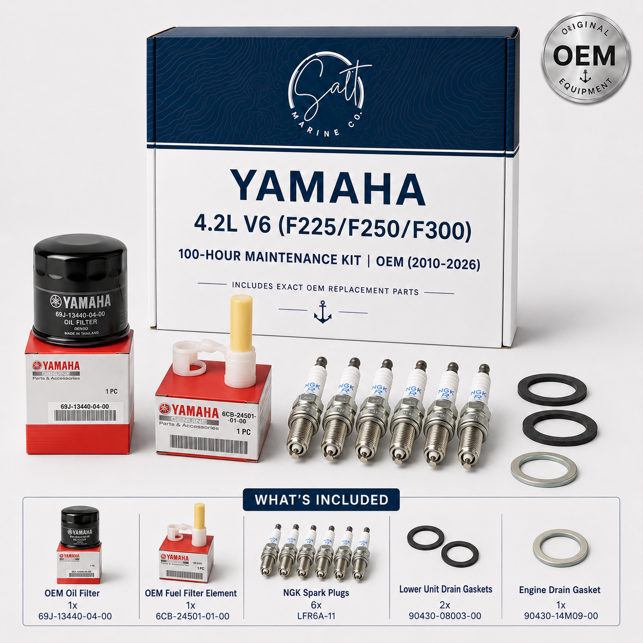 Yamaha 4.2L V6 (F225/F250/F300) 100-Hour Maintenance Kit | OEM (2010-2026)