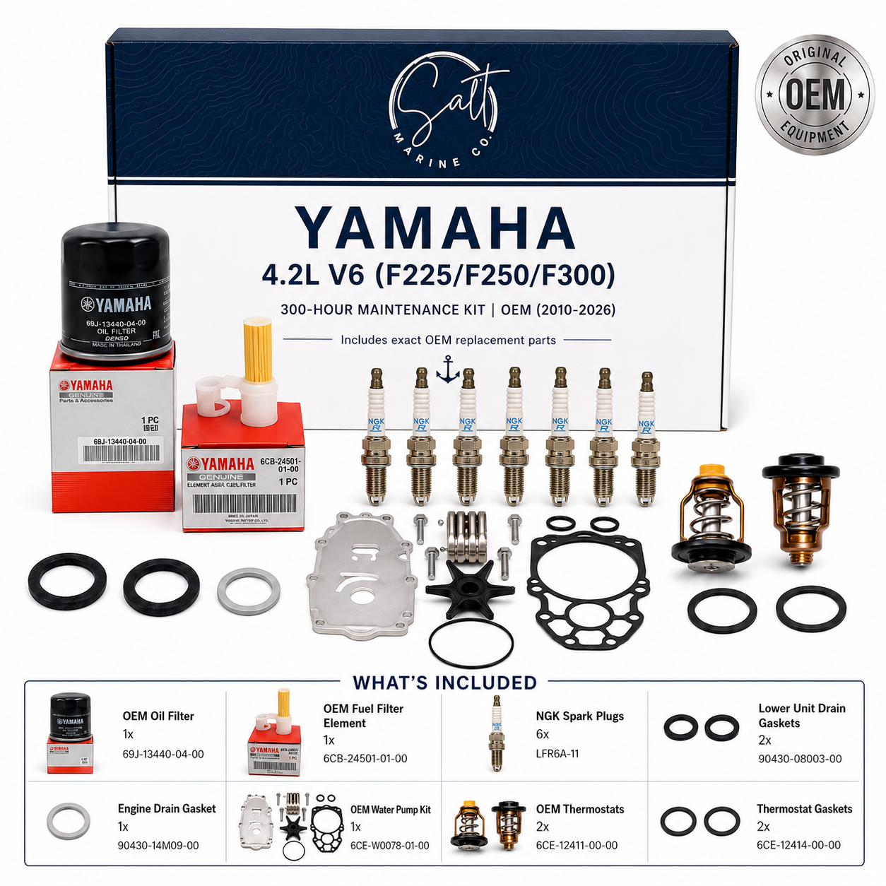 Yamaha 4.2L V6 (F225/F250/F300) 300-Hour Maintenance Kit | OEM (2010-2026)