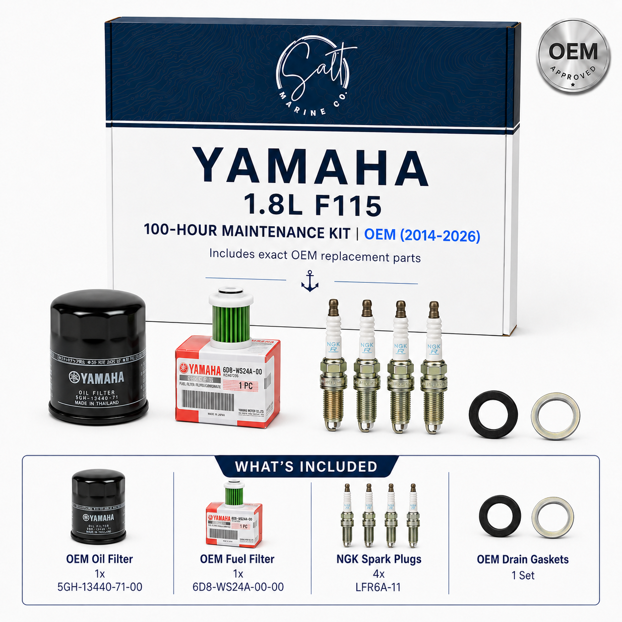 Yamaha 1.8L F115 100-Hour Maintenance Kit | OEM (2014-2026)
