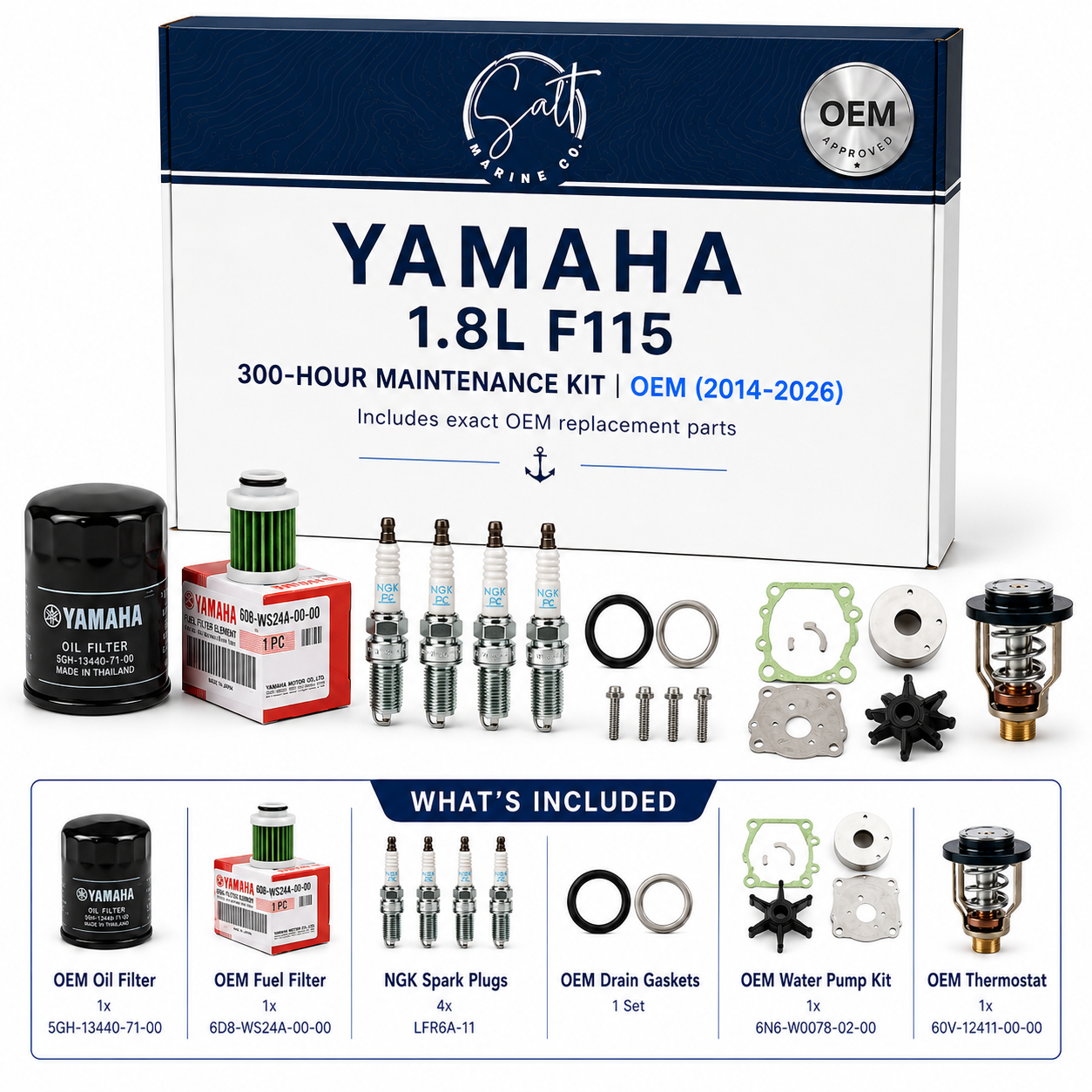 Yamaha 1.8L F115 300-Hour Maintenance Kit | Salt Marine Approved (2014-2026)