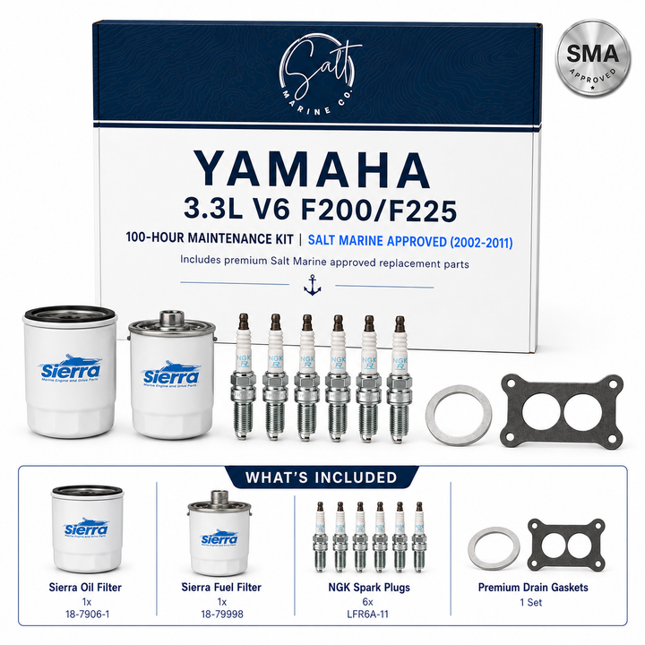 Yamaha 3.3L V6 F200/F225 100-Hour Maintenance Kit | Salt Marine Approved (2002-2011)