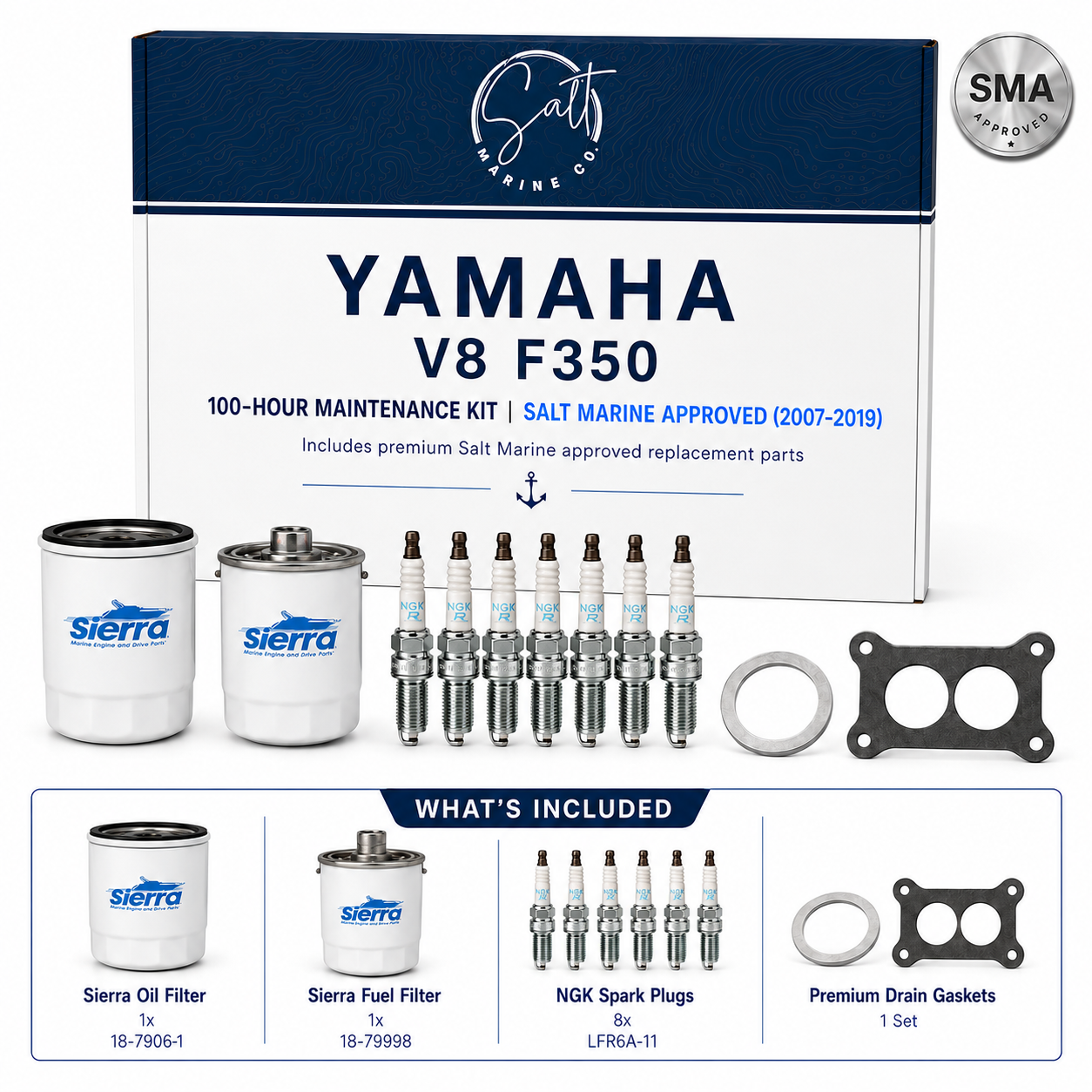 Yamaha V8 F350 100-Hour Maintenance Kit | Salt Marine Approved (2007-2019)